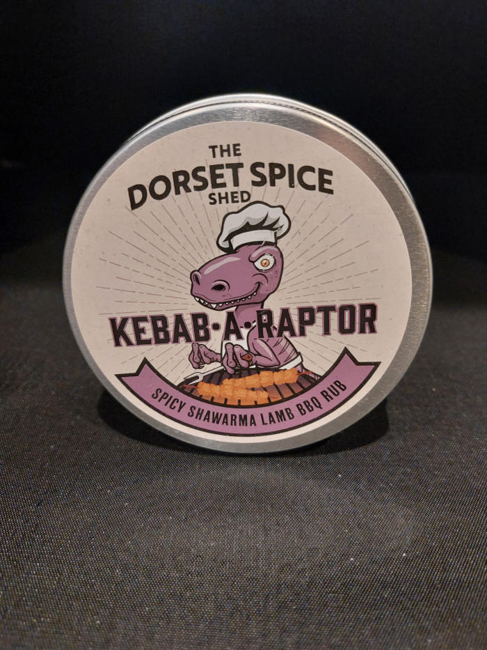 The Surrey Butchers: The Dorset Spice Shed - Kebab-A-Raptor - Spicy Shawarma Lamb BBQ Rub Tin - 90g